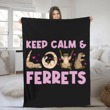 Discover Ferret Pet Keep Calm And Loves Ferrets Weasel Ferret Fleece Blankets