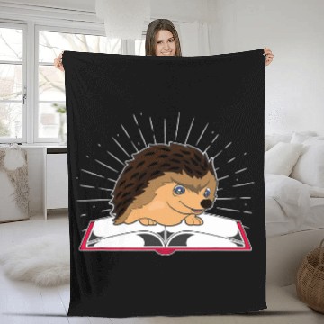 Discover Book Fun Cute Forest Animal Book Reading Bookworm Nature Hedgehog Fleece Blankets