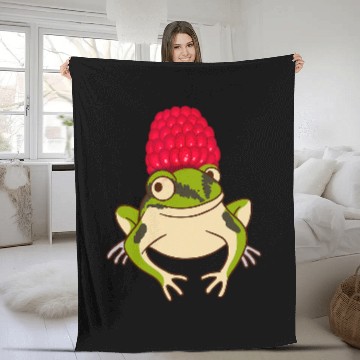 Discover Frog Pet With Raspberry Hat Amphibian Tadpole Frog Lover Fleece Blankets