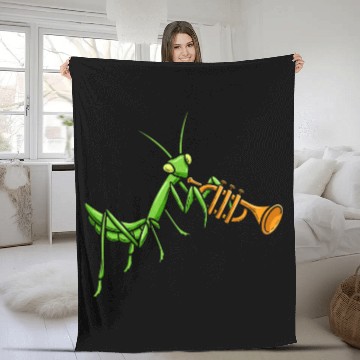 Discover Praying Mantis Violin Bug Catcher Musical Instrument Zip Fleece Blankets