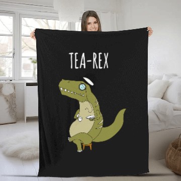 Discover Dinosaur Pet TeaRex TRex Dinosaur Funny Tea Pun for Tea Lovers Fleece Blankets