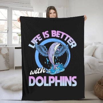 Discover Dolphin Pet Gift Life Is better With Dolphins Marine life Fleece Blankets