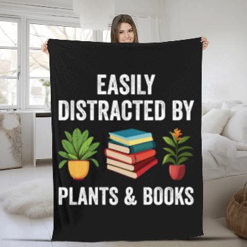 Discover Book Fun Easily Distracted By Plants Books Funny Plant Book Lover Baseball Tees Fleece Blankets