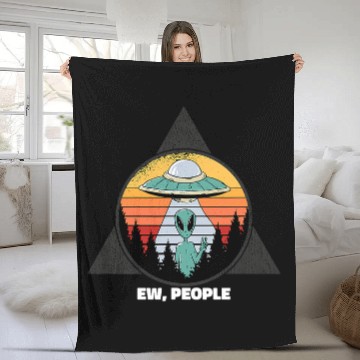 Discover Aliens UFO Triangle Sun Alien Ew People Fleece Blankets