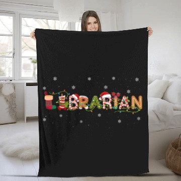 Discover Book Fun Merry Christmas Tree Love Reading Books Librarian 2 Fleece Blankets