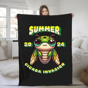 Discover Colorful Cicada 2024 Invasion Fleece Blankets