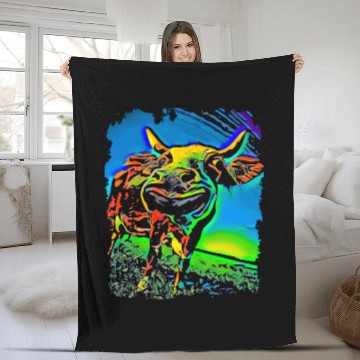 Discover Cow Pet face pop art Zip Fleece Blankets