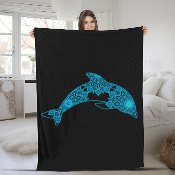 Discover Dolphin Pet Gift Mandala Dolphin Animal Sea Design Fleece Blankets