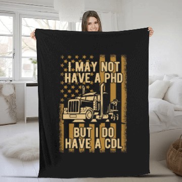 Discover Truck Fun Funny Quote CDL Truck Driver Fleece Blankets