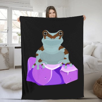 Discover Frog Pet Crystal Amethyst Gemstone for Toad Owners Fleece Blankets