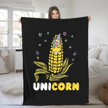 Discover Unicorn Pet Funny Maize Corn Pun Food Farmer Fleece Blankets