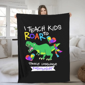 Discover Dinosaur Pet Speech Language Pathologist Dinosaur TRex Roar II Fleece Blankets