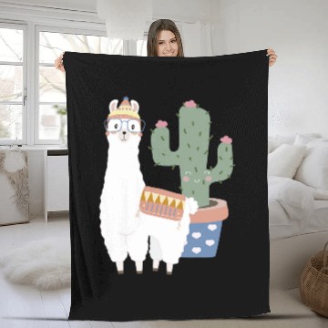 Discover Llama Pet Cute Boho Hipster Llama Alpaca Kawaii Cactus Art Pattern Fleece Blankets