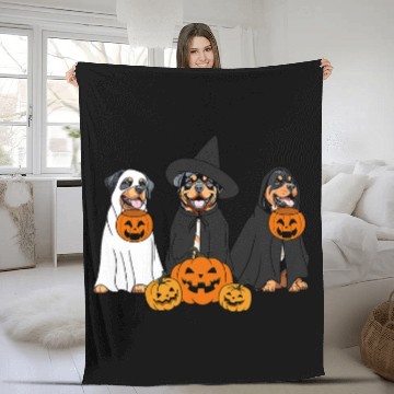 Discover Rottweiler Pet And Witch Rottweiler Rottweiler Halloween Fleece Blankets