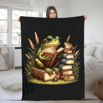 Discover Book Fun Frog Toad Fishing Funny Classic Book Frog Reading Book Zip Fleece Blankets