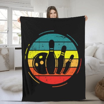 Discover Sport Bowling Retro Bowling Bowler vintages Graphic Fleece Blankets