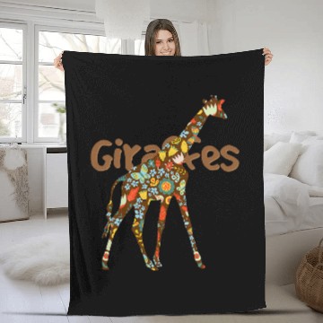 Discover Giraffe Pet walk patterned floral art cartoon amazing Fleece Blankets