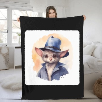 Discover Bat With A Detective Hat  Bat Wearing Detective Hat Mystery Fleece Blankets