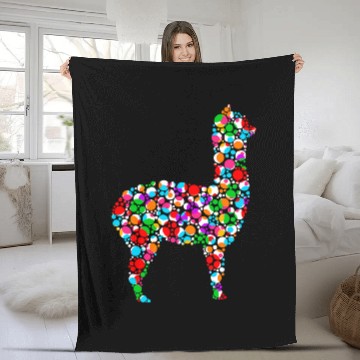 Discover Llama Pet Funny Rainbow Polka Dot Llama International Dot Day Fleece Blankets