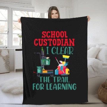 Discover School Custodian Appreciation Janitor Gift Clear Trail Fleece Blankets