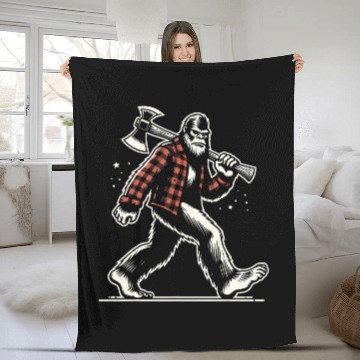 Discover bigfoots Sasquatch Woodworking Lumberjack Logger Print Design 21 Fleece Blankets