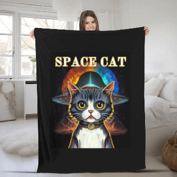Discover Aliens UFO Cat Meme Fleece Blankets