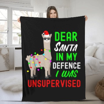 Discover Llama Pet Dear Santa In My Defense I Was Left Unsupervised Fleece Blankets