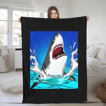 Discover Shark Pet Pop Art Great White Shark Scuba Diving 22 Fleece Blankets