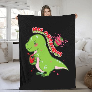 Discover Dinosaur Pet Melonsaurus Dinosaur Kids Watermelon Fleece Blankets