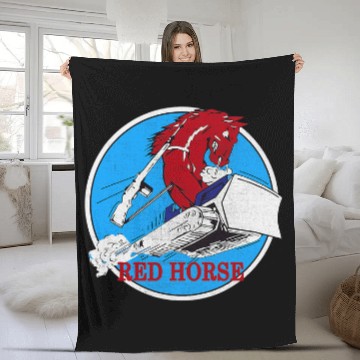Discover Horse Pet RED HORSE Combat Engineer US Military Fleece Blankets