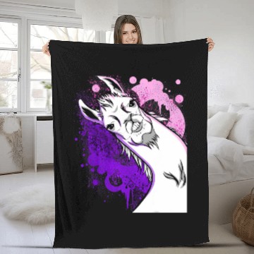 Discover Llama Pet Cute Wry Face Llama Surprise Fleece Blankets