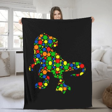 Discover Dinosaur Pet Polka Dot T rexs Dinosaur September 15th Dot Day Fleece Blankets