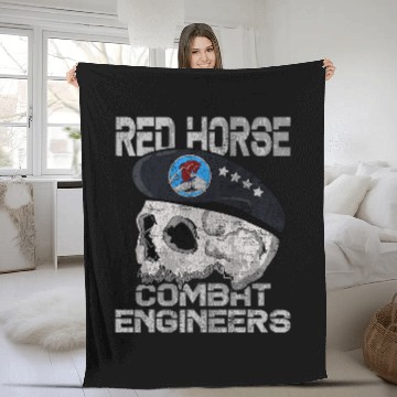 Discover Horse Pet RED HORSE Combat Engineer US Military 2 Fleece Blankets
