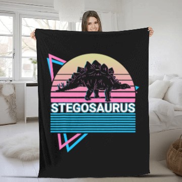 Discover Dinosaur Pet Stegosaurus Dinosaur Retro Fleece Blankets