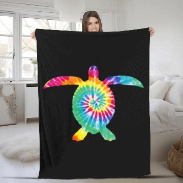 Discover Tie Dye Sea Turtle 2Diver Turtle Lovers Fleece Blankets