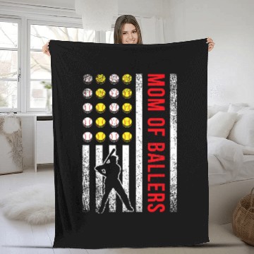 Discover American Flag Baseball Lover Mom Softball Team Coachs Player Fleece Blankets