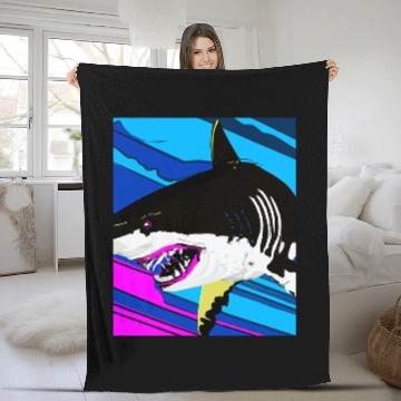 Discover Shark Pet Pop Art Great White Shark Scuba Diving 12 Fleece Blankets