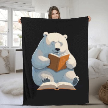 Discover Book Fun Cute Polar Bear is reading a Book Reading Polar Bear Baseball Tees Fleece Blankets