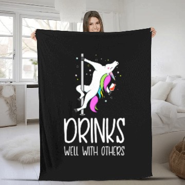 Discover Unicorn Pet Drinks Well With Others Unicorn Wines Lover Baseball Tees Fleece Blankets
