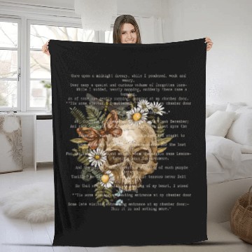 Discover Book Fun Edgar Allan Poe The Raven Halloween Whimsigoth Reader Gift 0 Fleece Blankets