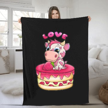 Discover Cow Pet Strawberry Cow Design 036 Fleece Blankets