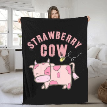 Discover Cow Pet strawberry cow funny cow cute Fleece Blankets