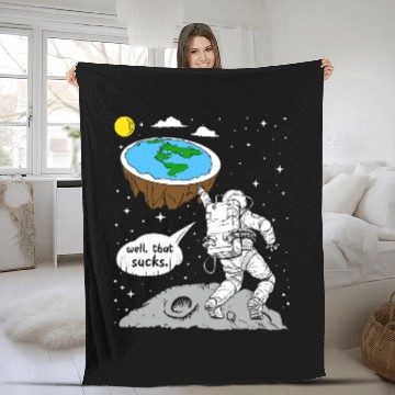 Discover Astronaut Job Moon Landing Space Flat Earth Quote Idea Fleece Blankets