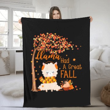 Discover Llama Pet Had A Great Fall Autumn Tree Maple Leaves Pumpkin Fleece Blankets