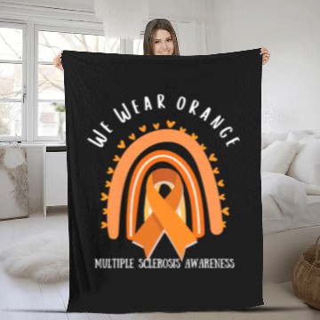 Discover Multiple Sclerosis Ribbon We wear Orange for Multiple Sclerosis Awareness MS walk run Fleece Blankets