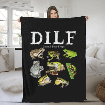 Discover Frog Pet DILF Damn I Love Frogs Funny Frog Lover Fleece Blankets