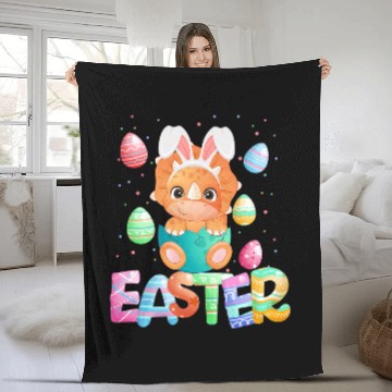 Discover Dinosaur Pet Easter Bunny Dinosaur Lover Funny Easter Triceratops Baseball Tees Fleece Blankets