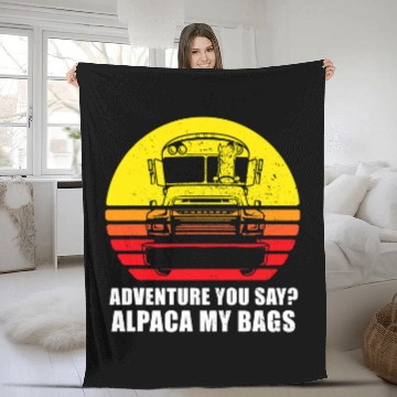 Discover Llama Pet Skoolie Bus Conversion School Bus Life Alpaca 9 Zip Fleece Blankets