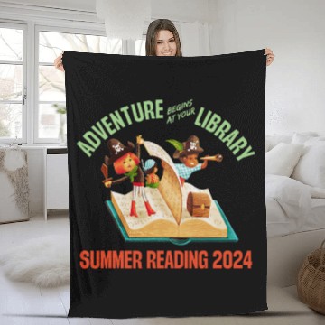 Discover Book Fun Adventure Begins At Your Library Summer Reading Program 04 04 Zip Fleece Blankets