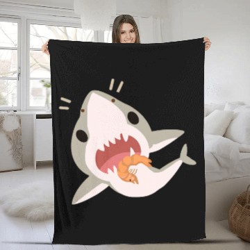 Discover Shark Pet Shrimps Cute Cartoon Shark Chasing a Shrimp Baseball Tees Fleece Blankets